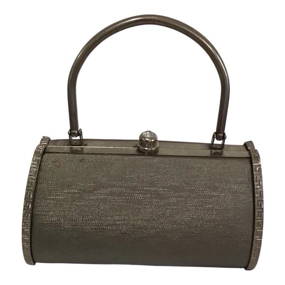 Vintage Silver Metal Clutch Purse Evening Handbag Top Handle 8.5x4 - Picture 5 of 16